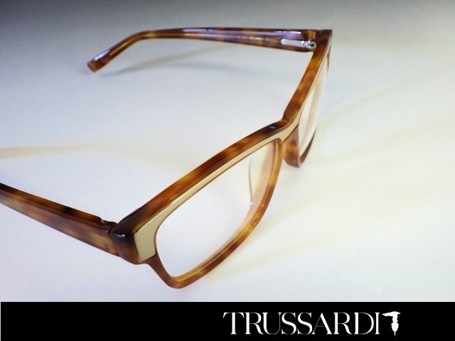 TRUSSARDI◆トラサルディ【メガネフレーム TR12500】新品 ブラウン◆ハンドメイド◆専用ケース付◆眼鏡/めがね_画像2