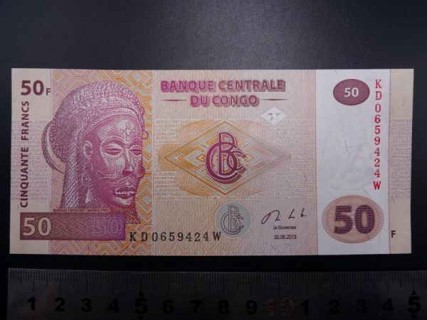 未使用 旧紙幣 アフリカ コンゴ 50フラン 2013年 コンゴ川
