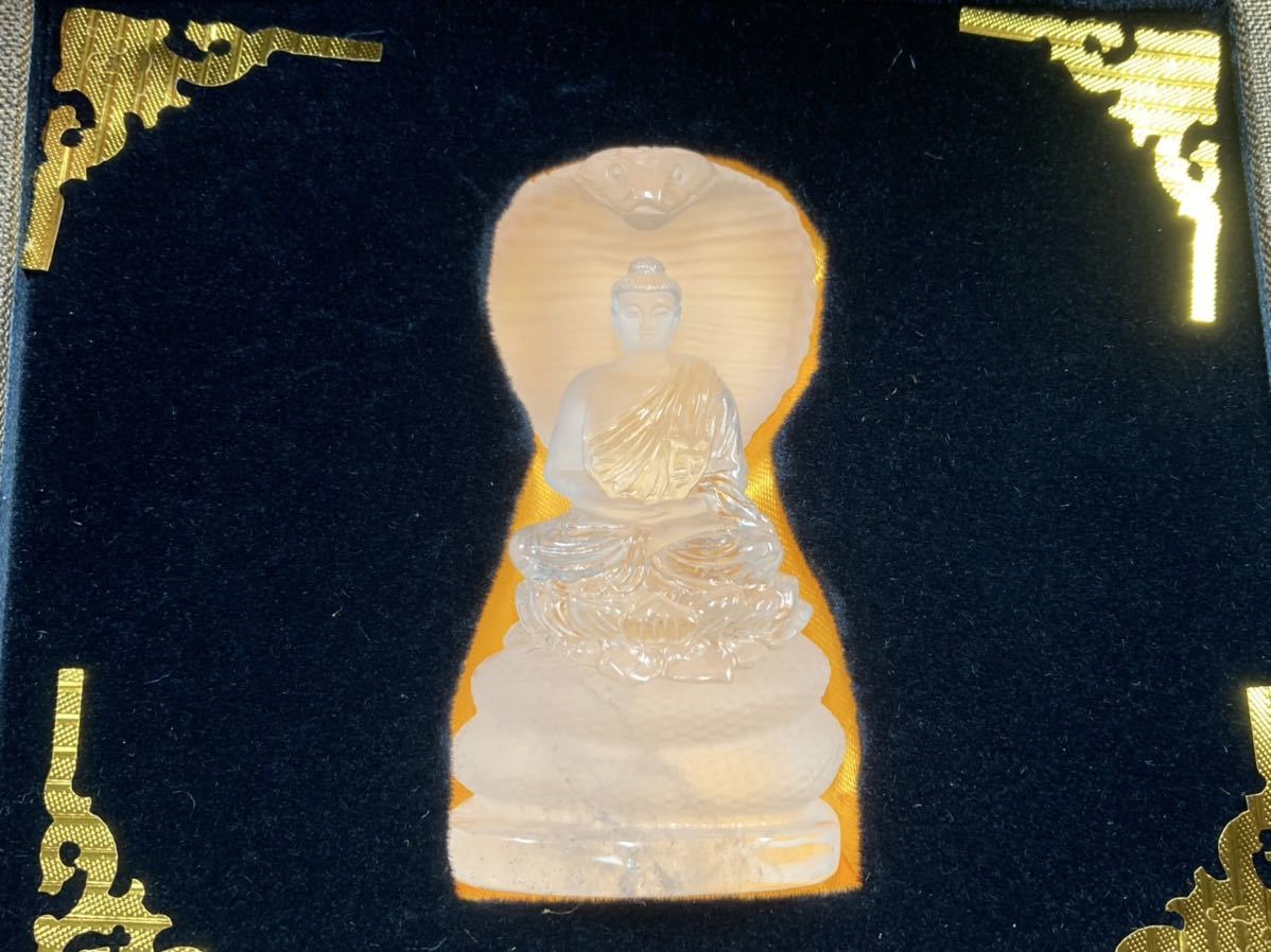 ムチャリンダとブッタ（コブラ と 仏陀） 約94g 水晶 彫り物 0901