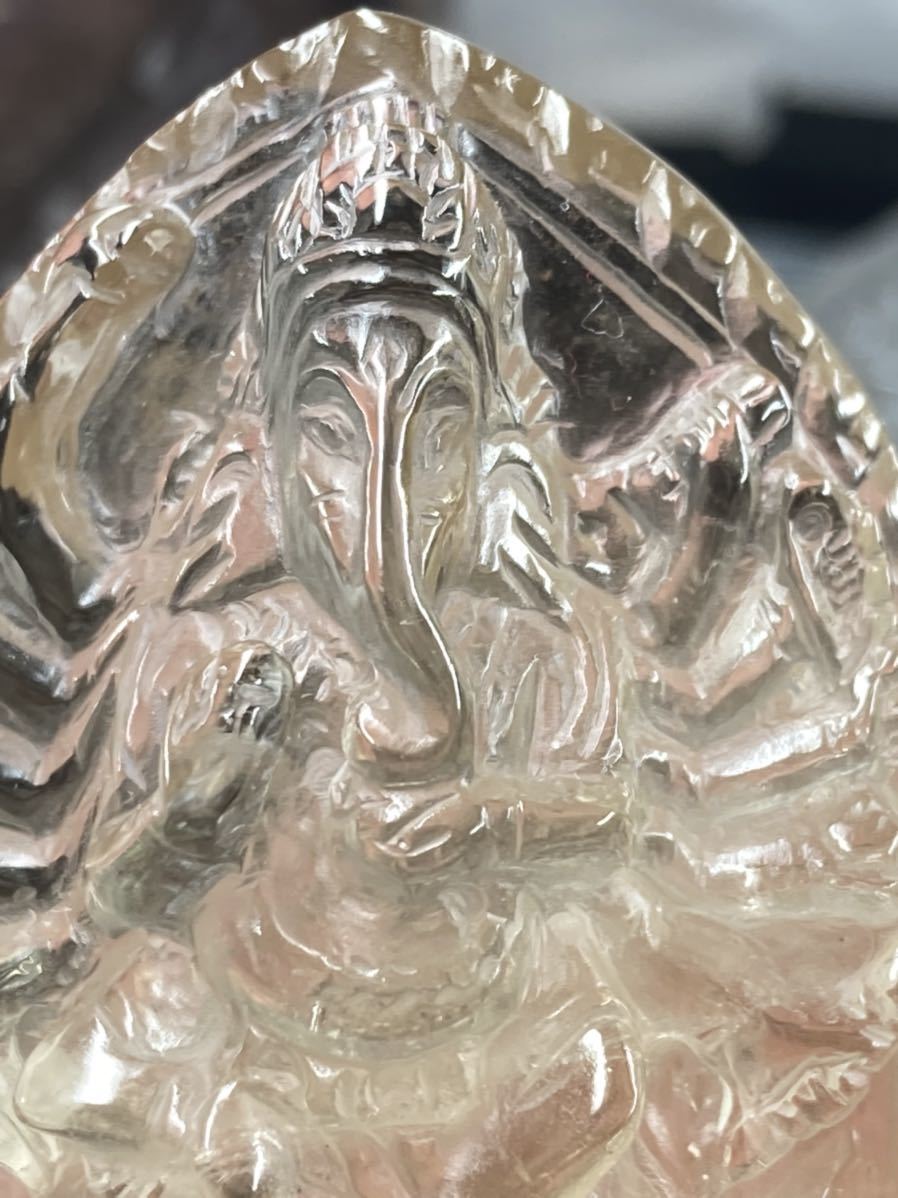 【秘蔵品】ネパール ガウリシャンカール産 スモーキーシトリン ガネーシャ 約123g 彫り物 神様 1017