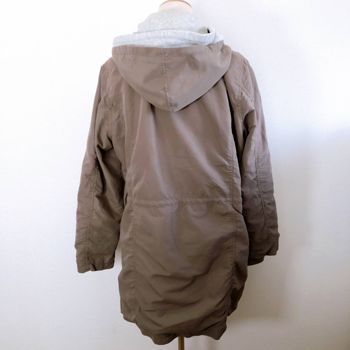 WS0308 adult pretty sab street lady's Mod's Coat long sleeve casual khaki plain USED popular hood removed possibility 