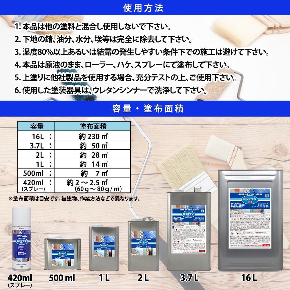 ミッチャク 1番 3.7L/ 塗料 建築用 金属 プラスチック 密着剤 Z26_画像6