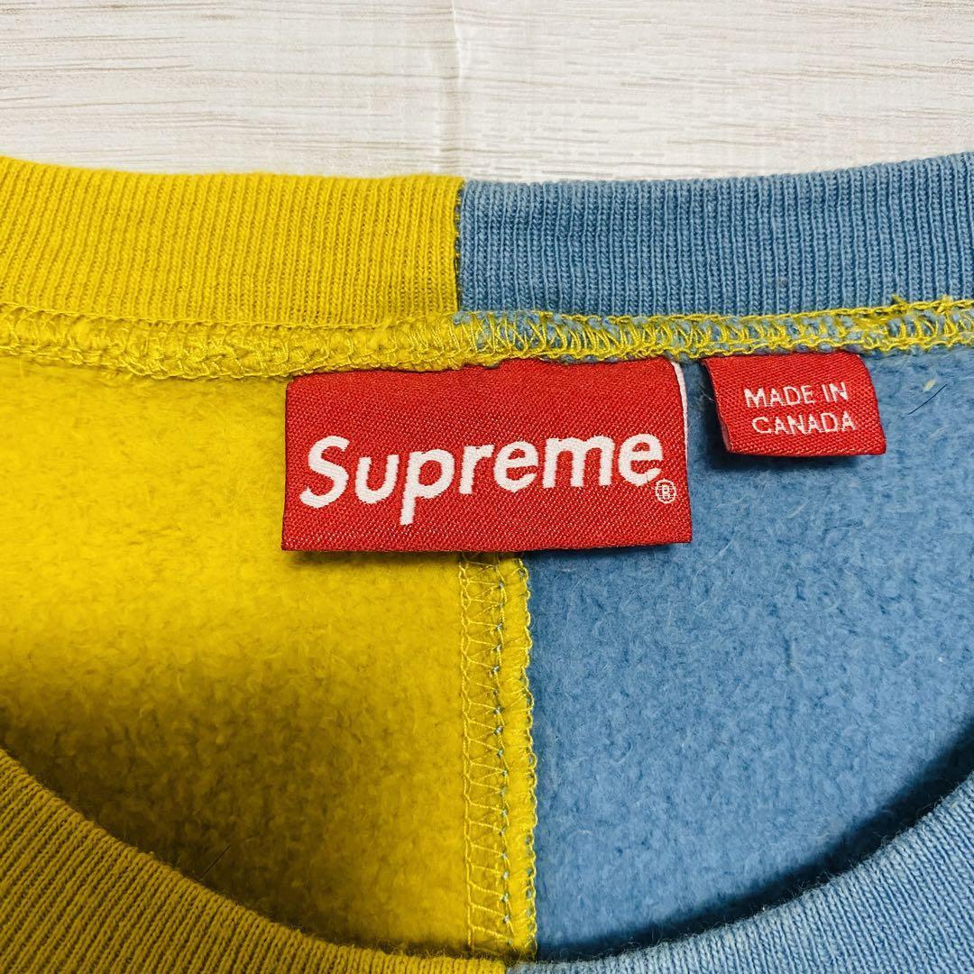 【希少カラー】Supreme シュプリーム　スウェット　バイカラー　アーチ刺繍ロゴ　即完売モデル　人気　ストリート　一点物　トレーナー