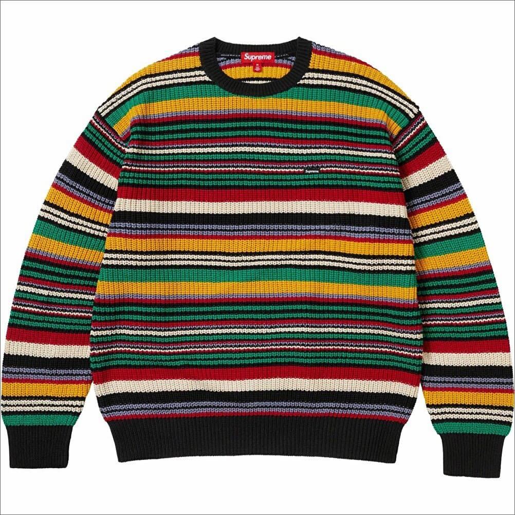 完売品】シュプリーム small box logo sweater ボーダー柄-