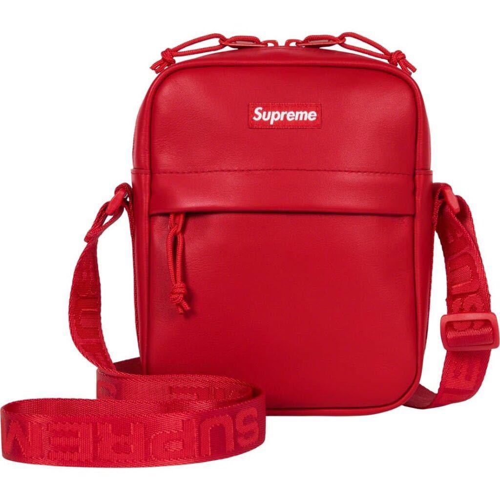 送料無料 赤 Supreme Leather Waist Bag Red Bag 23FW シュプリーム