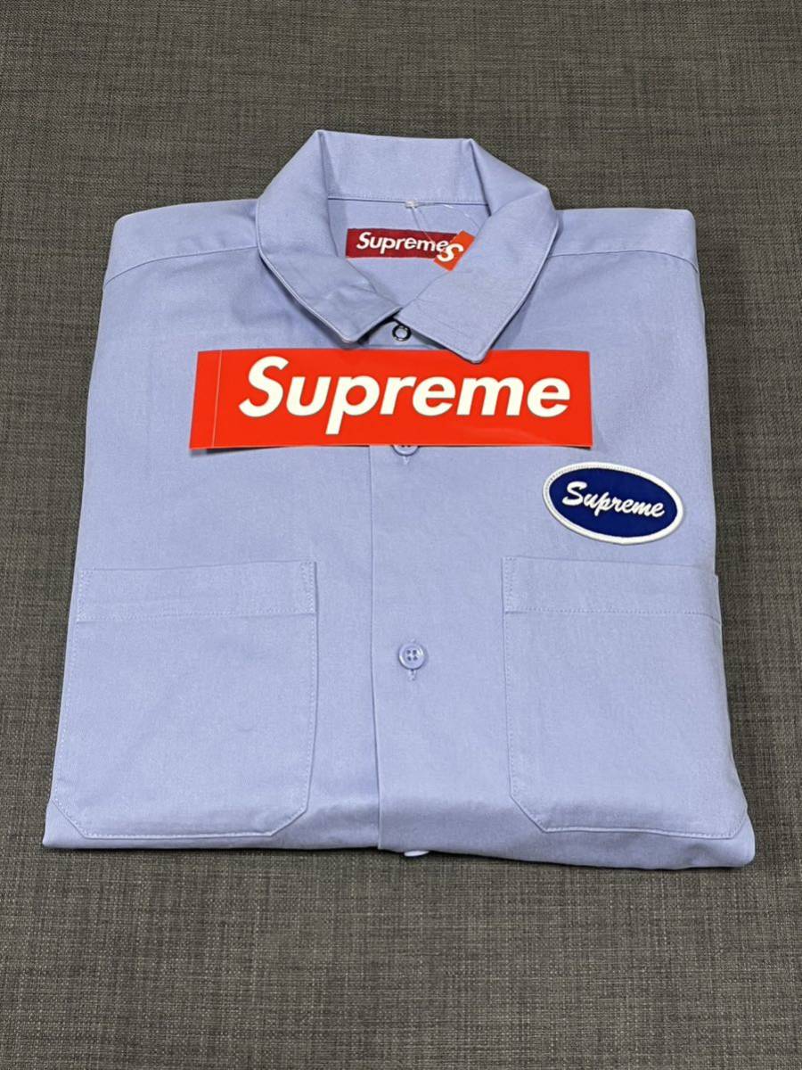 送料無料 M 水色 Supreme Thermal Sleeve Work Shirt Light Blue シュプリーム サーマル スリーブ ワークシャツ ライトブルー 23FW 新品_画像2