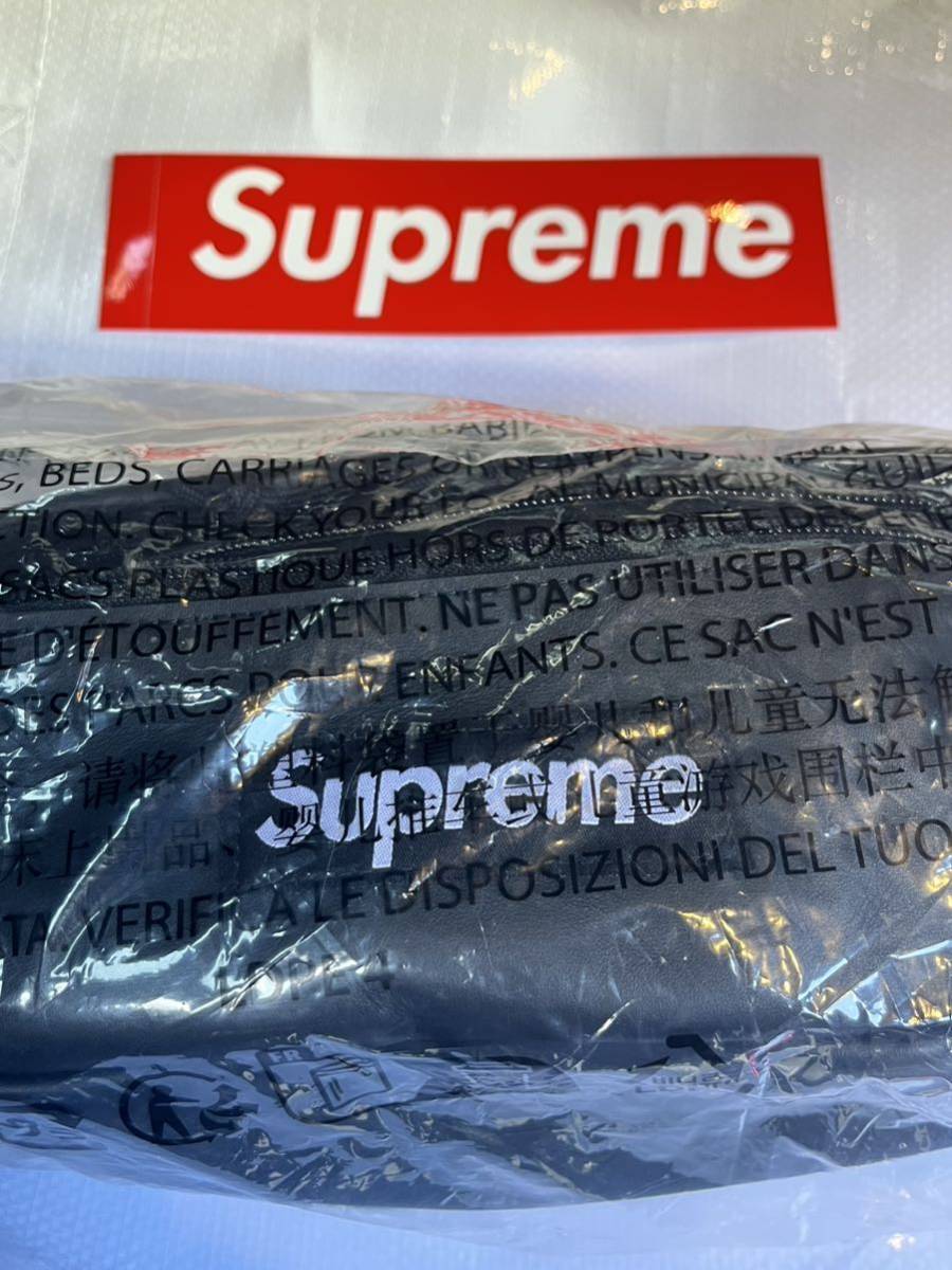 送料無料 黒 Supreme Leather Waist Bag Black Bag 23FW シュプリーム レザー ウエストバッグ ウエポ ボディ box logo ボックスロゴ 新品
