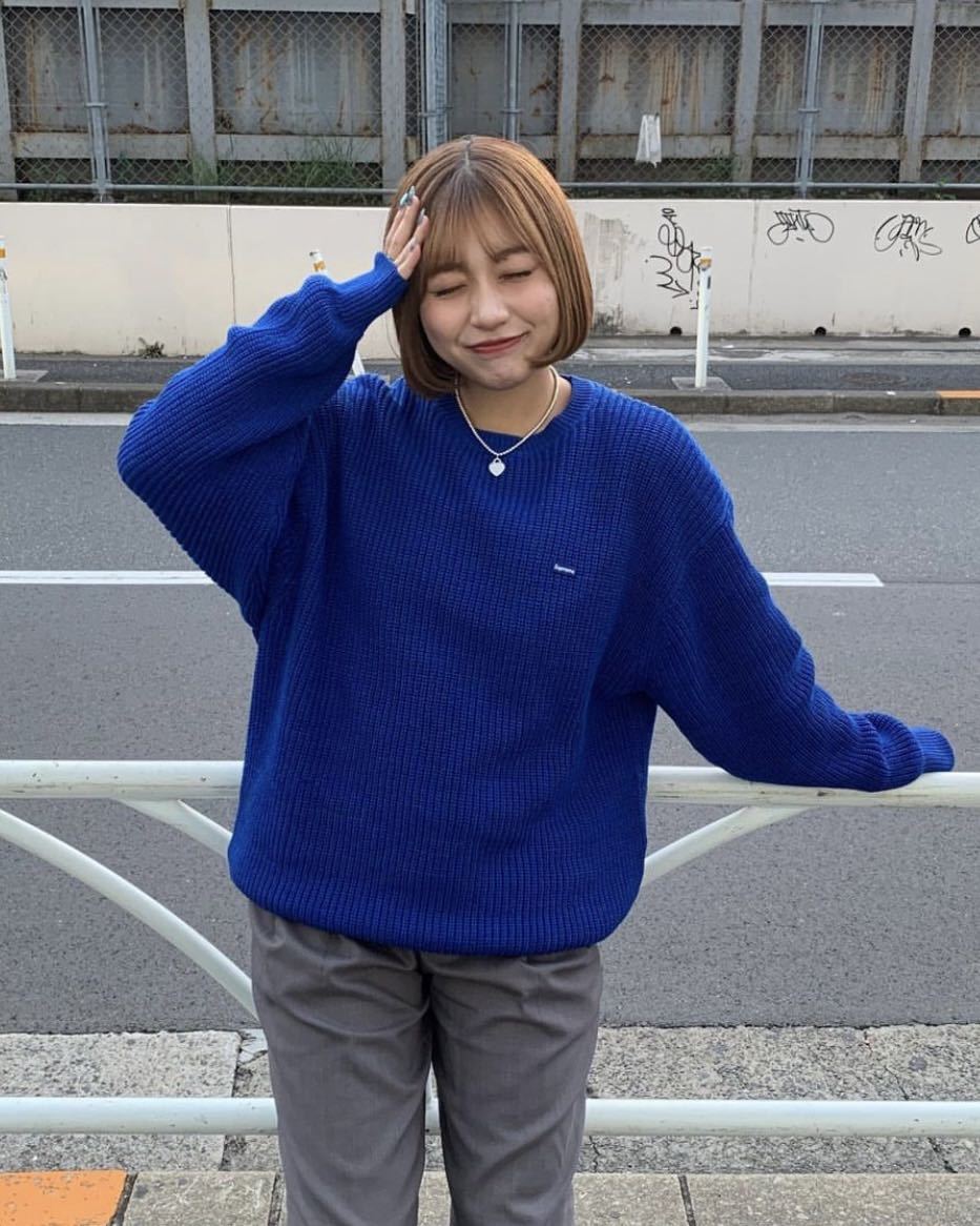 送料無料 青 XL Supreme Small Box Logo Ribbed Sweater Royal Blue シュプリーム スモール  ボックスロゴ セーター ロイヤル ブルー 23FW