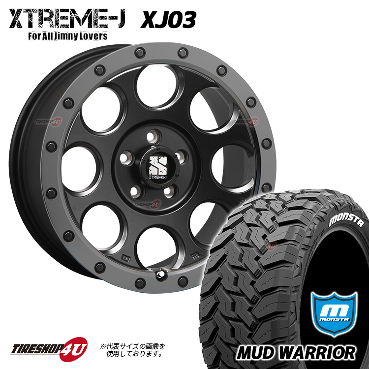 4本セット XTREME-J XJ03 18x8.0J 5/127 +45 FBK MONSTA MUD WARRIOR M/T 285/60R18 ホワイトレター ジープ ラングラー JL JK_画像1