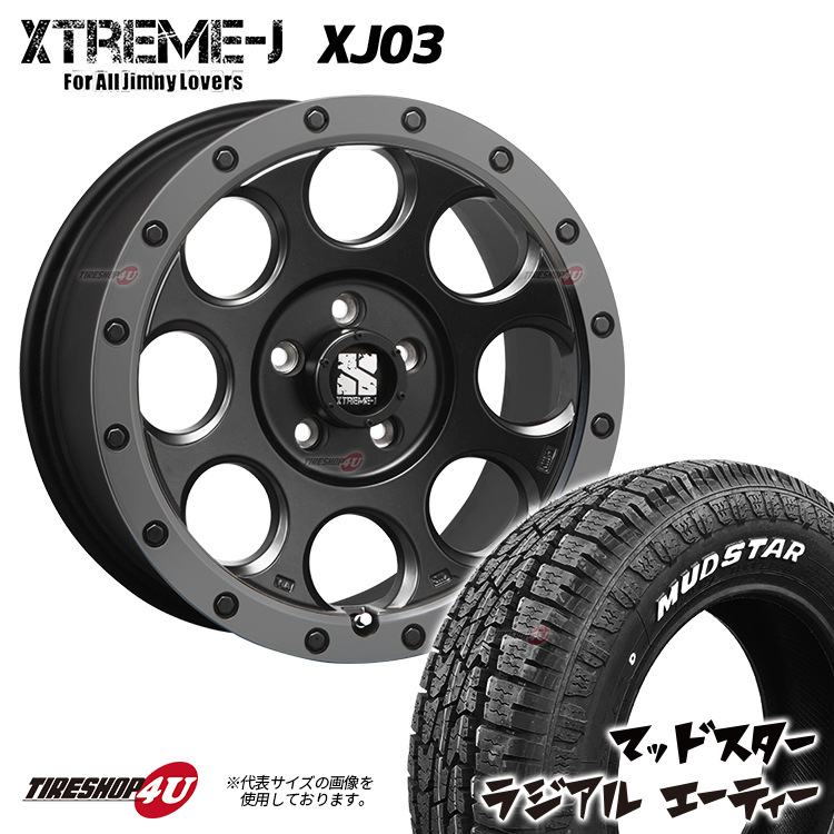 4本セット XTREME-J XJ03 16x7.0J 5/114.3 +35 FBK MUDSTAR radial A/T 205/60R16 ホワイトレター プリウスα フォレスター_画像1