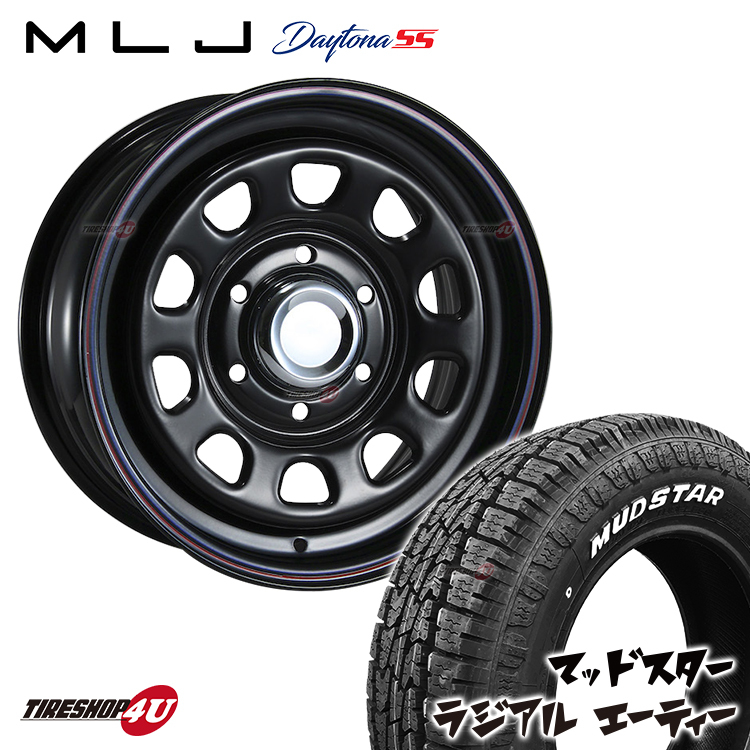 4本セット DAYTONA SS デイトナ 16x6.5J 6/139.7 +45 BK MUDSTAR radial A/T 215/65R16 ホワイトレター NV350 キャラバン E26 E25_画像1