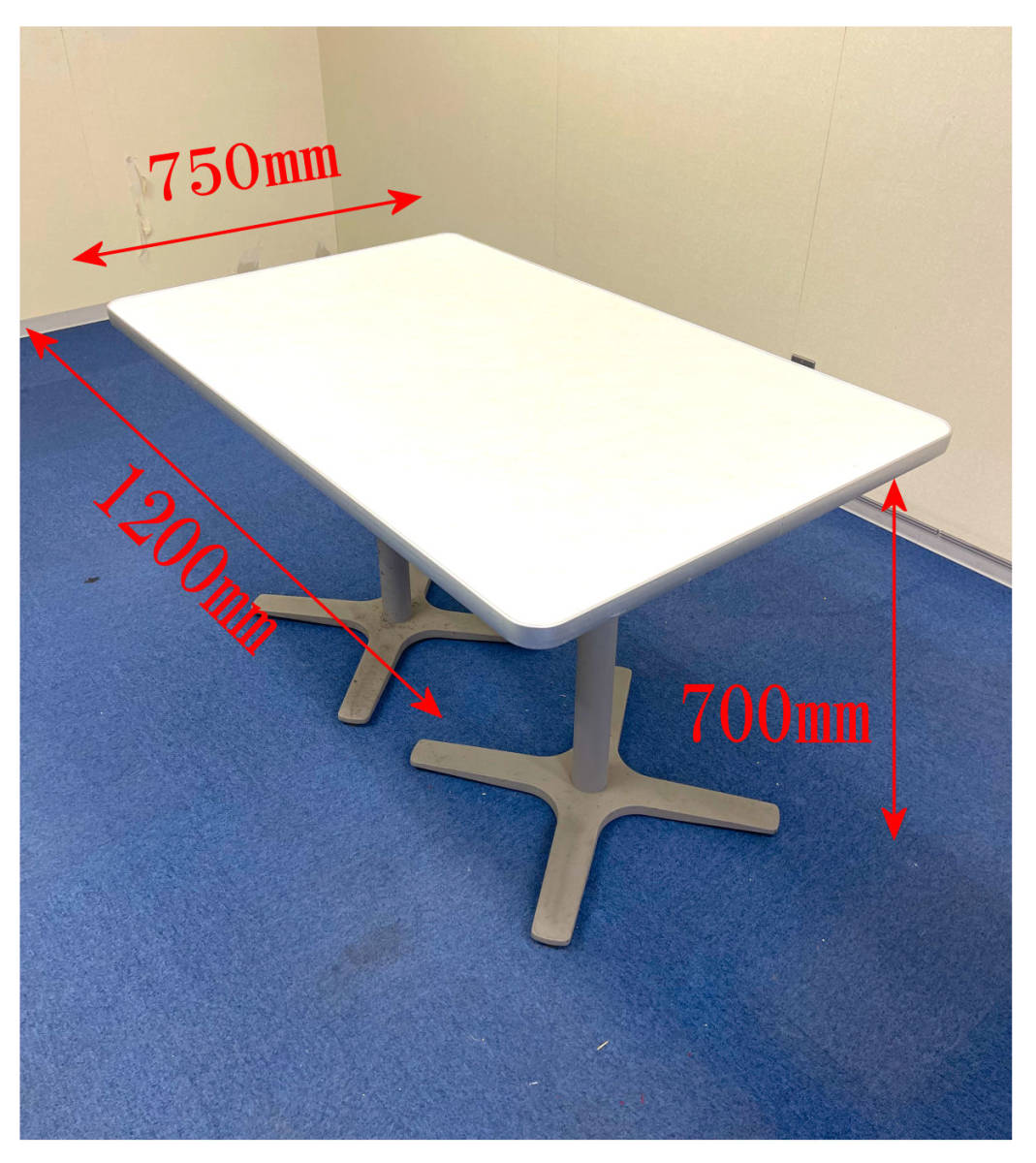 中古 長方形 重量 しっかりした カフェテーブル ホワイト ダイニングテーブル カフェ テーブル スクエアテーブル ミーティング 会議の画像2