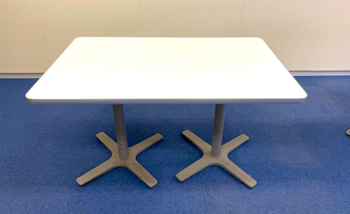 中古 長方形 重量 しっかりした カフェテーブル ホワイト ダイニングテーブル カフェ テーブル スクエアテーブル ミーティング 会議の画像3