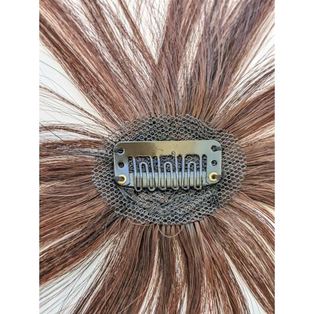  part wig [ light brown ] nature ek stereo head . part pile . clip Short white ... wig human work wool woman front . wig hair piece 