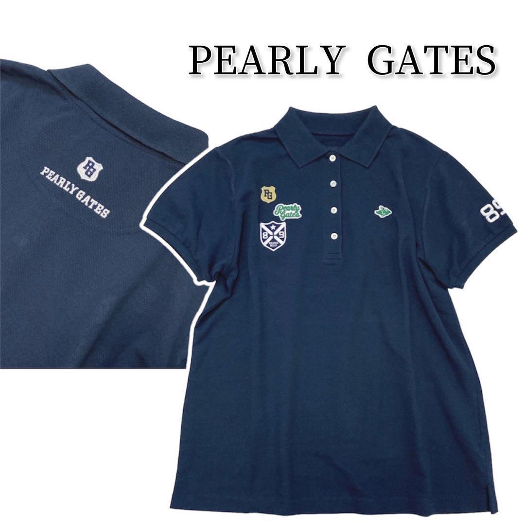 PEARLY GATES ポロシャツ 刺繍 ワッペン 2 ネイビー ゴルフ