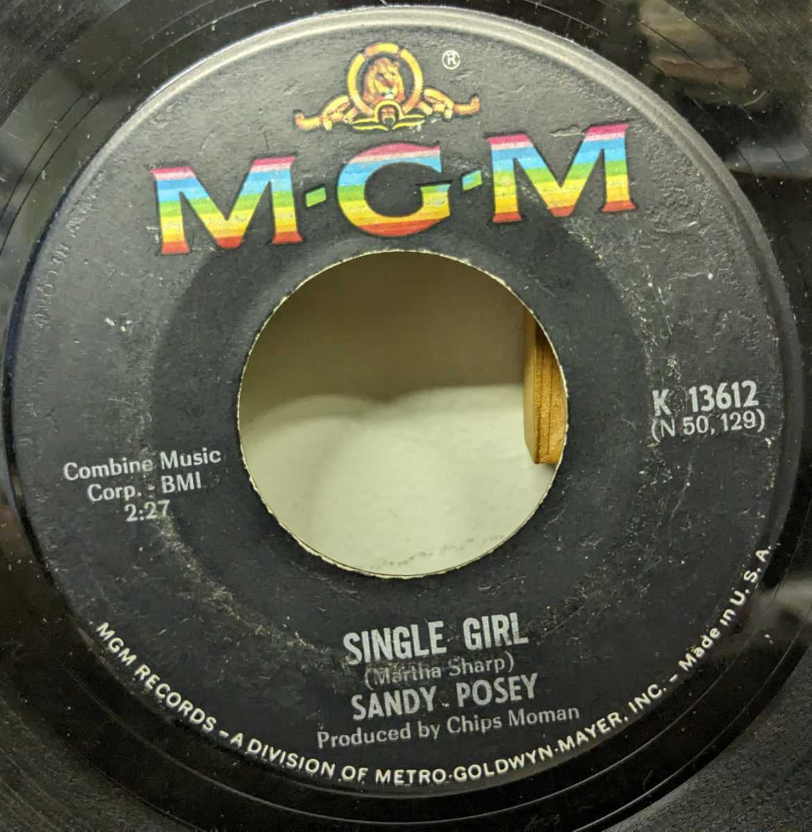  ☆SANDY POSEY/SINGLE GIRL1966'USA MGM 7INCH_画像2