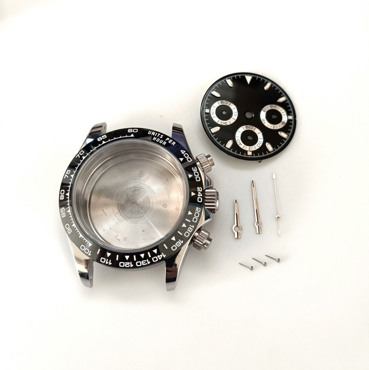 腕時計 クロノグラフ ケース 文字盤 針 セット セラミックベゼル 【対応ムーブメント】セイコー VK63 SEIKO_画像1