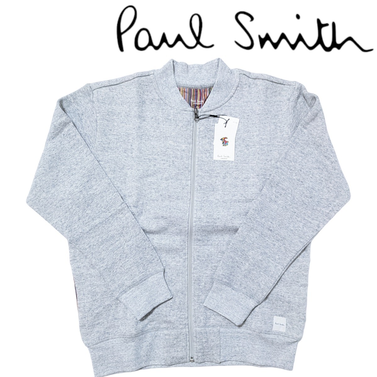 新品 ポールスミス Paul Smith 裏起毛 ジップアップ スウェット M マルチストライプ グレー杢 ラウンジウェア タグ付き 秋冬 メンズ_画像1