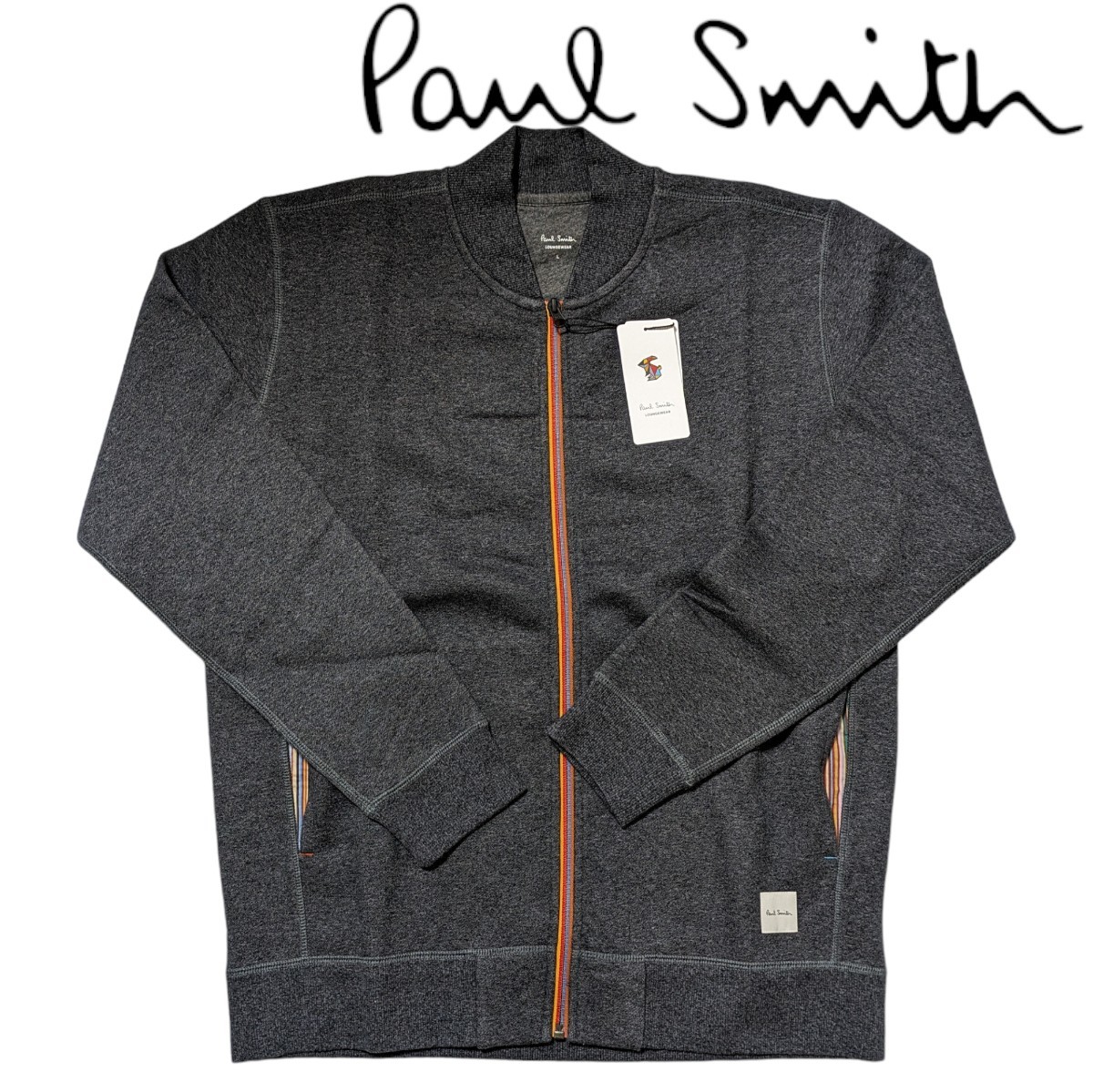  новый товар Paul Smith Paul Smith обратная сторона ворсистый Zip выше тренировочный L художник полоса lounge одежда черный осень-зима 