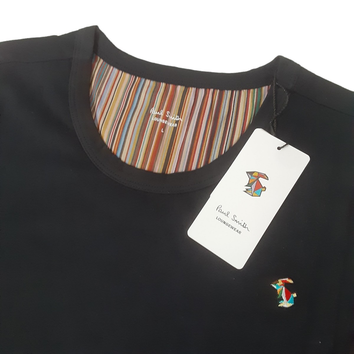 新品 ポールスミス Paul Smith 長袖Tシャツ L マルチストライプ ラビット ウサギ 長袖カットソー 紺 ネイビー メンズ_画像3