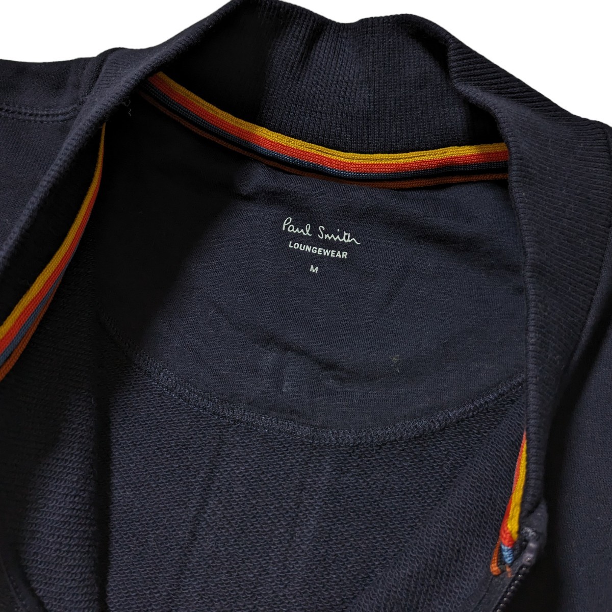 新品 ポールスミス Paul Smith スウェット ジップアップ M ブライトストライプ アーティストストライプ ネイビー メンズ_画像3