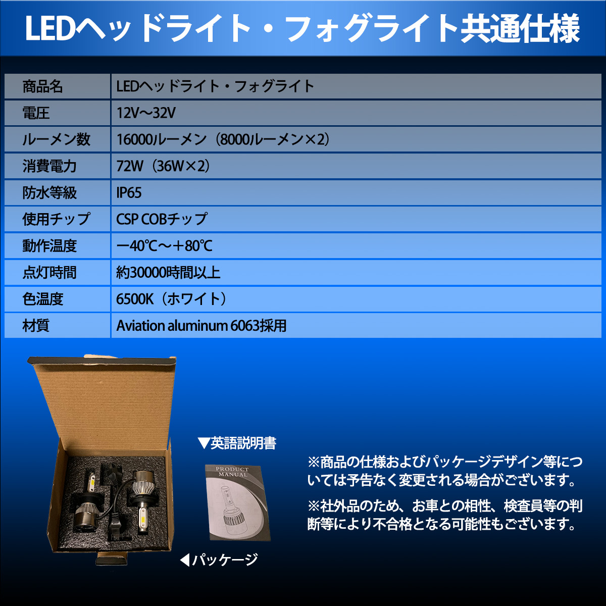 1】 スイフトスポーツ ZC32S ハロゲン仕様 H4 適合 ヘッドライト 12V 8000ルーメン 72W 一体型 IP65 防水対応