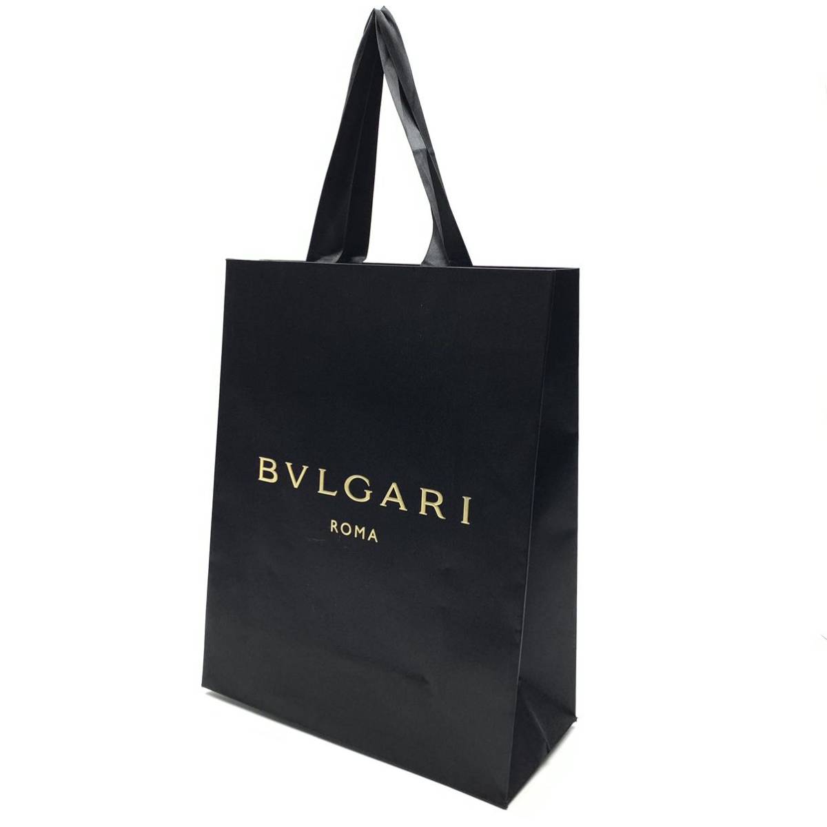 BVLGARI ブルガリ ショッパー 紙袋 手提げ袋 ショップ袋 ブラック 黒 金ロゴ 26.5×33cm 布張り ブランド 管理RY04の画像3