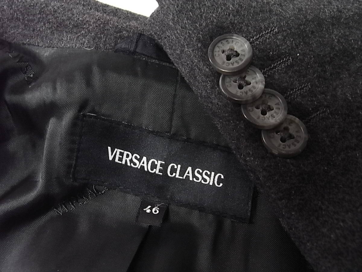 size46* ultimate beautiful goods * Versace Classic cashmere . Chesterfield coat dark gray 