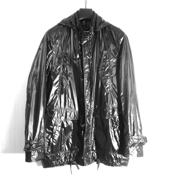 size44☆極美品☆ディオールオム Dior homme ナイロン製モッズコート ブラックの画像1