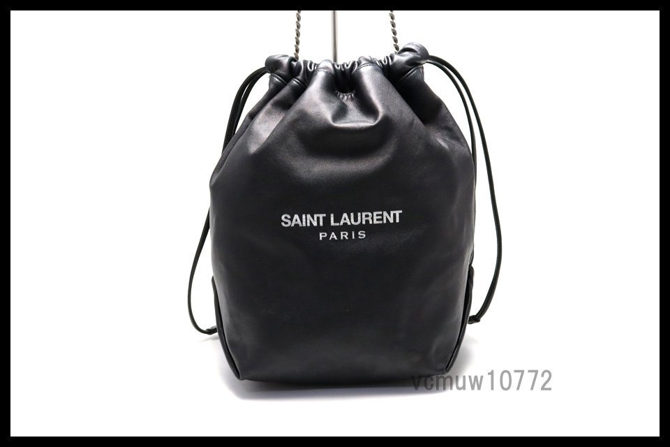 近年モデル希少美中古■SAINT LAURENT PARIS テディ レザー チェーンショルダーバッグ 巾着 サンローランパリ■1012rd271456