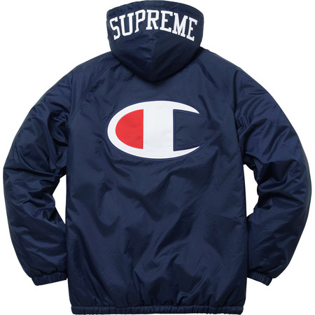 Supreme x Champion Sherpa Lined Hooded Jacket Sサイズ チャンピオン シェルパ インナーフリース フード ジャケット Navy ネイビー_参考写真