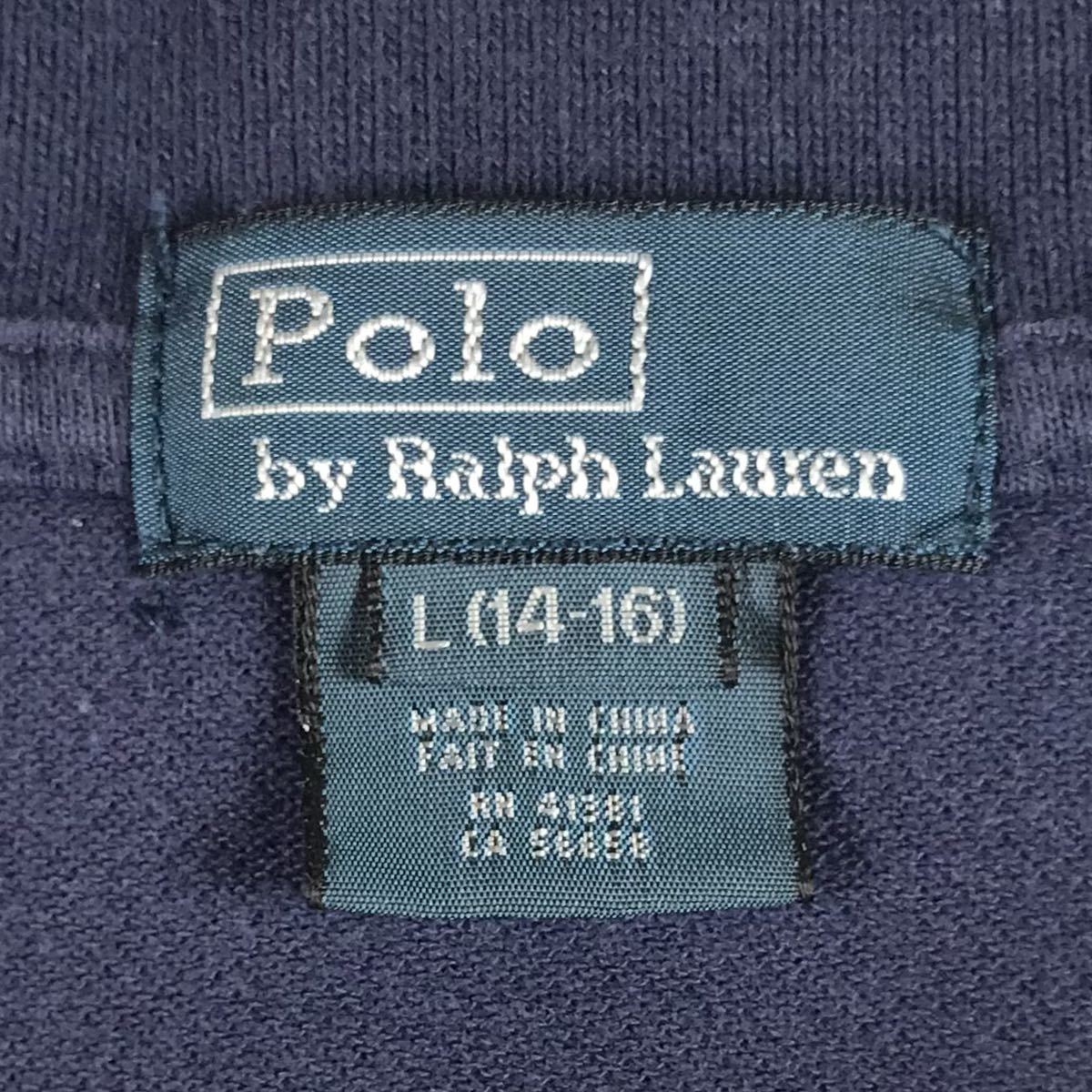 POLO BY RALPH LAUREN ポロ バイ ラルフローレン 半袖 ポロシャツ L(14-16) ユースサイズ ネイビー 刺繍ポニー ワッペン_画像5