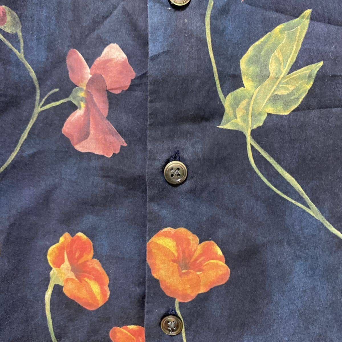 ポールスミス PaulSmith ガーデンパーティーフローラル 長袖シャツ Mサイズ ネイビー 花柄シャツ フラワーの画像7