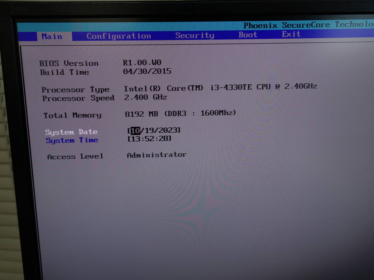ニューテック　NetSHAKER　HAPY3A-240G-SA-Y5 【Core i3-4330TE】 【BIOS確認OK】 メモリ8GB/SSD240GB/OSなし　中古 【10日間保証】_画像6