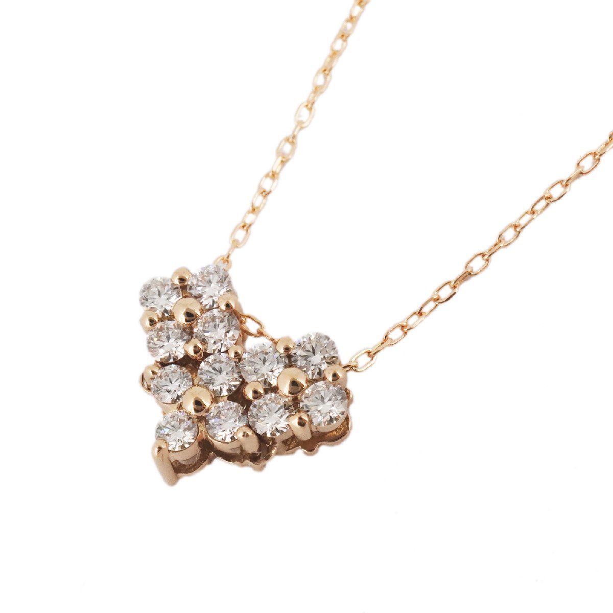 【3jb010】ダイヤモンド 0.3ct メレダイヤ 花 フラワー ハート K18PG ピンクゴールド ネックレス ペンダント