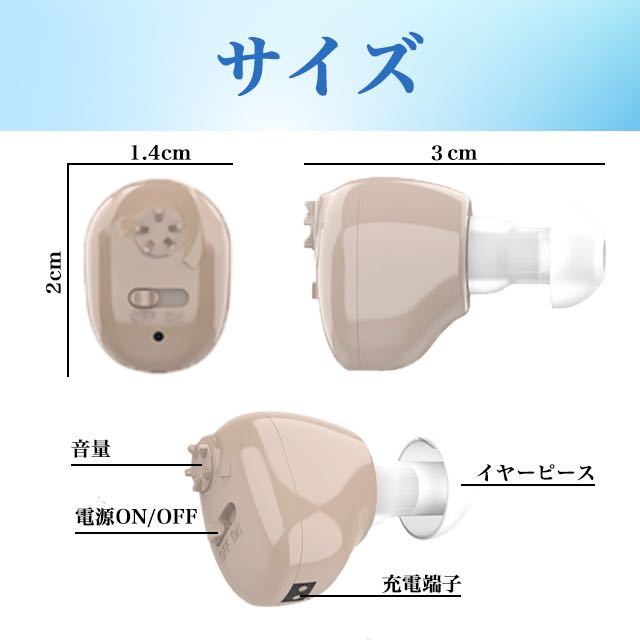 集音器 高齢者 補聴器 USB充電式 両耳兼用 軽量モデル_画像5