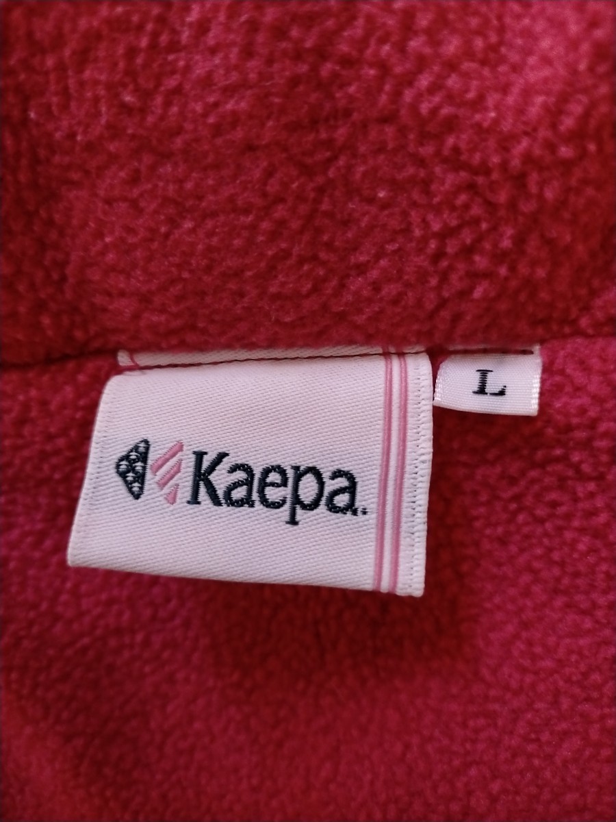 Kaepa ケイパ フルジップジャケット ウィンドブレーカー レディースＬ レッド×ブラック系 裏地起毛フード付 スポーツ タウン 送料無料 の画像6