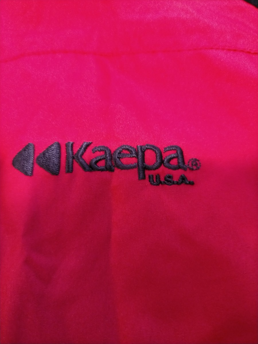 Kaepa ケイパ フルジップジャケット ウィンドブレーカー レディースＬ レッド×ブラック系 裏地起毛フード付 スポーツ タウン 送料無料 の画像3