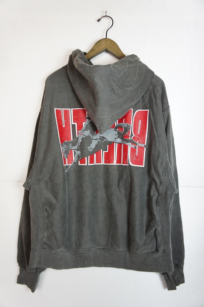 正規 22SS BREATH ブレス LOGO HORSE HOODIE USED ロゴ スウェット パーカー ビンテージ加工 BRNRG-C-5001 灰 XL 本物 811M_画像2