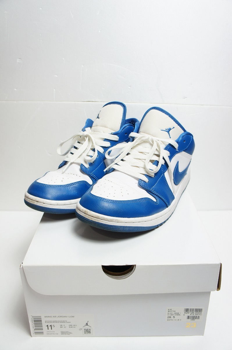 正規 Nike ナイキ WMNS Air Jordan 1 Low エアジョーダン1 ローカット スニーカー Marina Blueマリーナブル DC0774-114 青 28.5cm 1010N