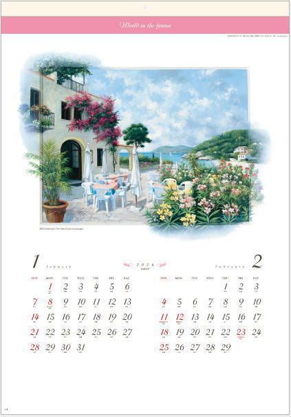 【即決】カレンダー 2024 壁掛け アート　大判サイズ　ピーターモッツ作品集　令和6年　壁掛けカレンダー　花のある風景_画像2
