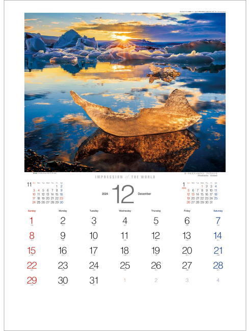 【即決】カレンダー　外国風景　2024　大判サイズ　インプレッション・オブ・ザ・ワールド　世界風景　壁掛けカレンダー ツインリング製本_画像3