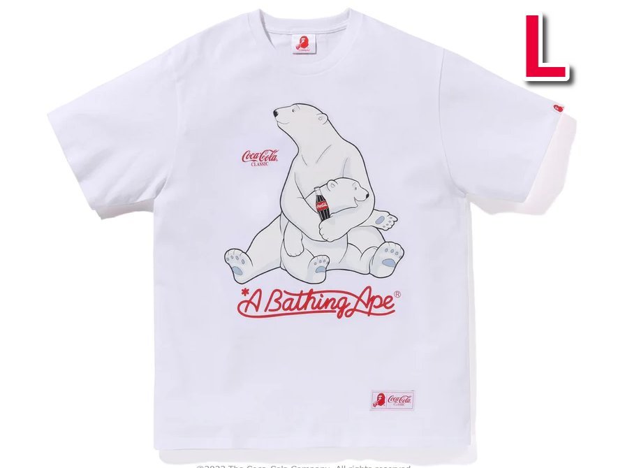 新品【 BAPE X Coca-Cola 】POLAR BEAR TEE（L)/エイプ コーラ 白クマ Tシャツ 白の画像1