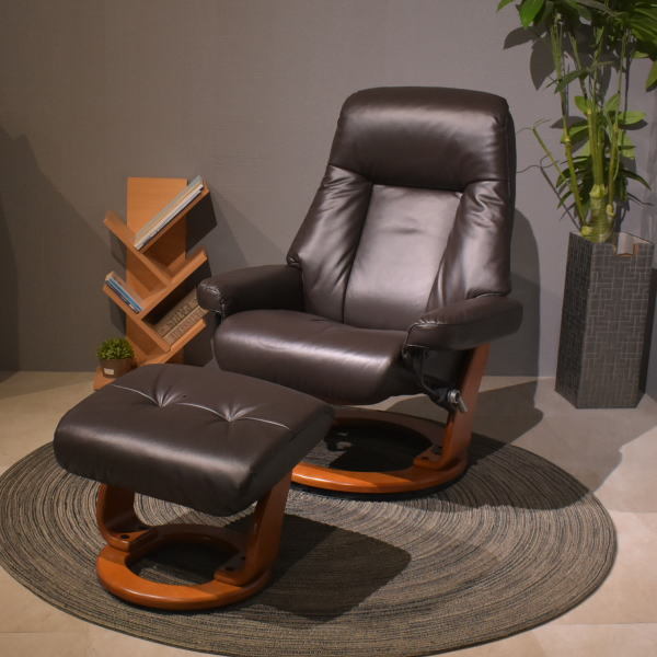  new goods semi a two wheels finishing original leather personal chair DBR color ottoman attaching reclining 1P sofa chair chair stylish modern Northern Europe furniture :NW76E01-KC