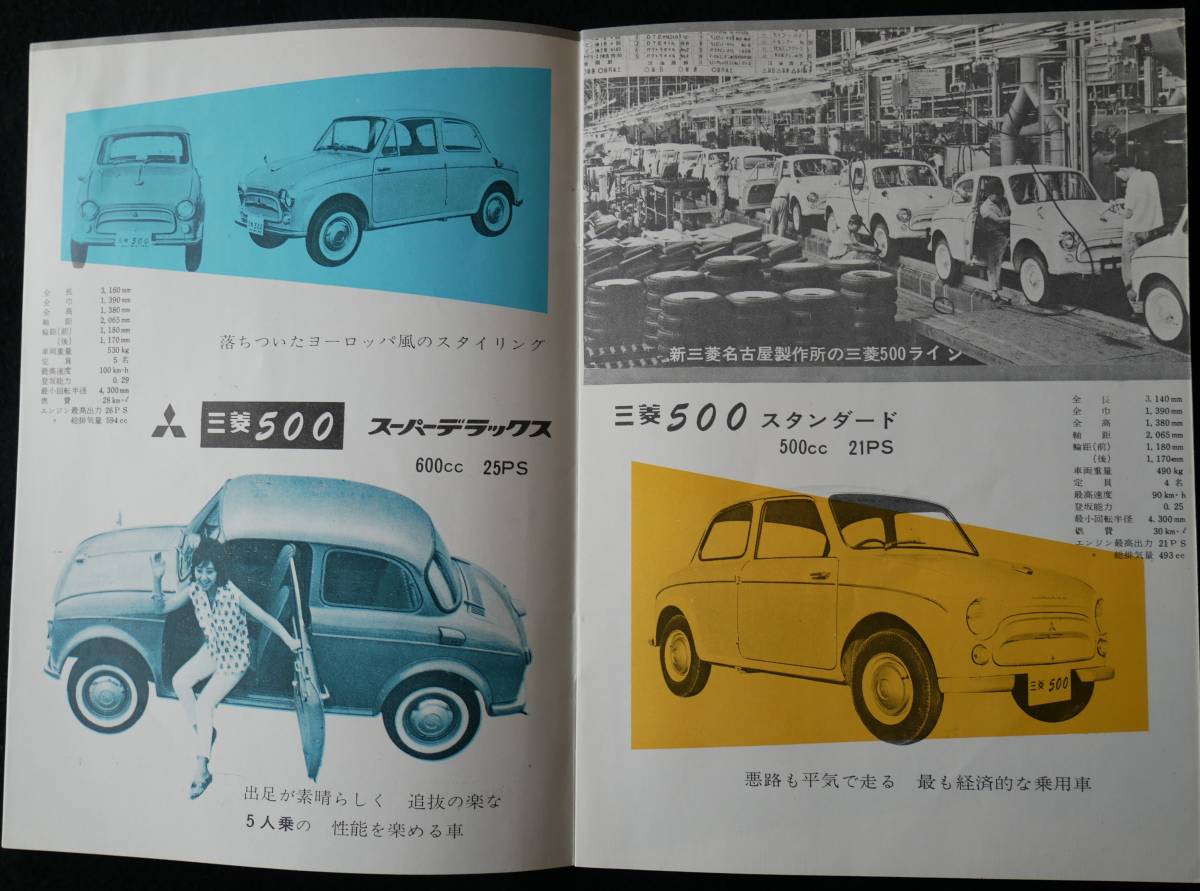 ◆旧車カタログ２種　新三菱の総合カタログ1964年、コロナラインのカタログ1962年、および　クリアファイル２種　パジェロ、ランエボ_カタログの内容１