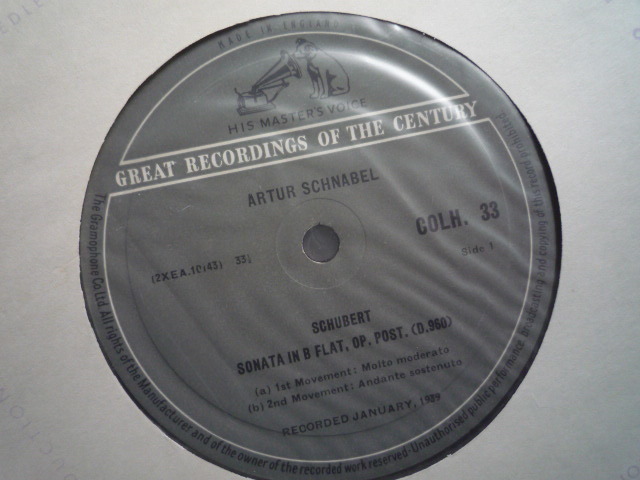 RR25 英HMV盤LPシューベルト/ピアノ・ソナタD.960、アレグレットD.915 シュナーベル_画像3
