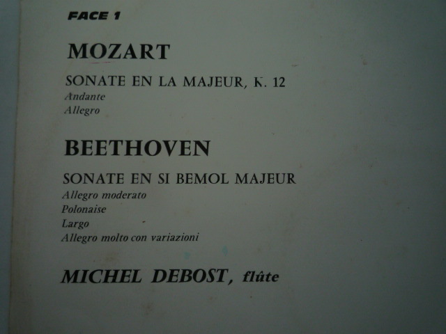 RR42 仏VEGA盤LP フルートとピアノ作品 モーツァルト/K.12、シューベルト/Op.160他 デボスト/イヴァルディ_画像2