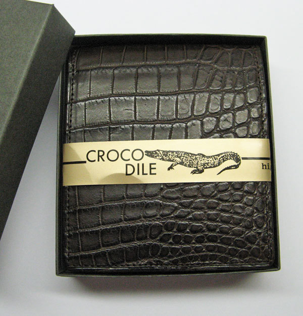 クロコダイル財布　コゲ茶色　日本製 二つ折り019_画像7
