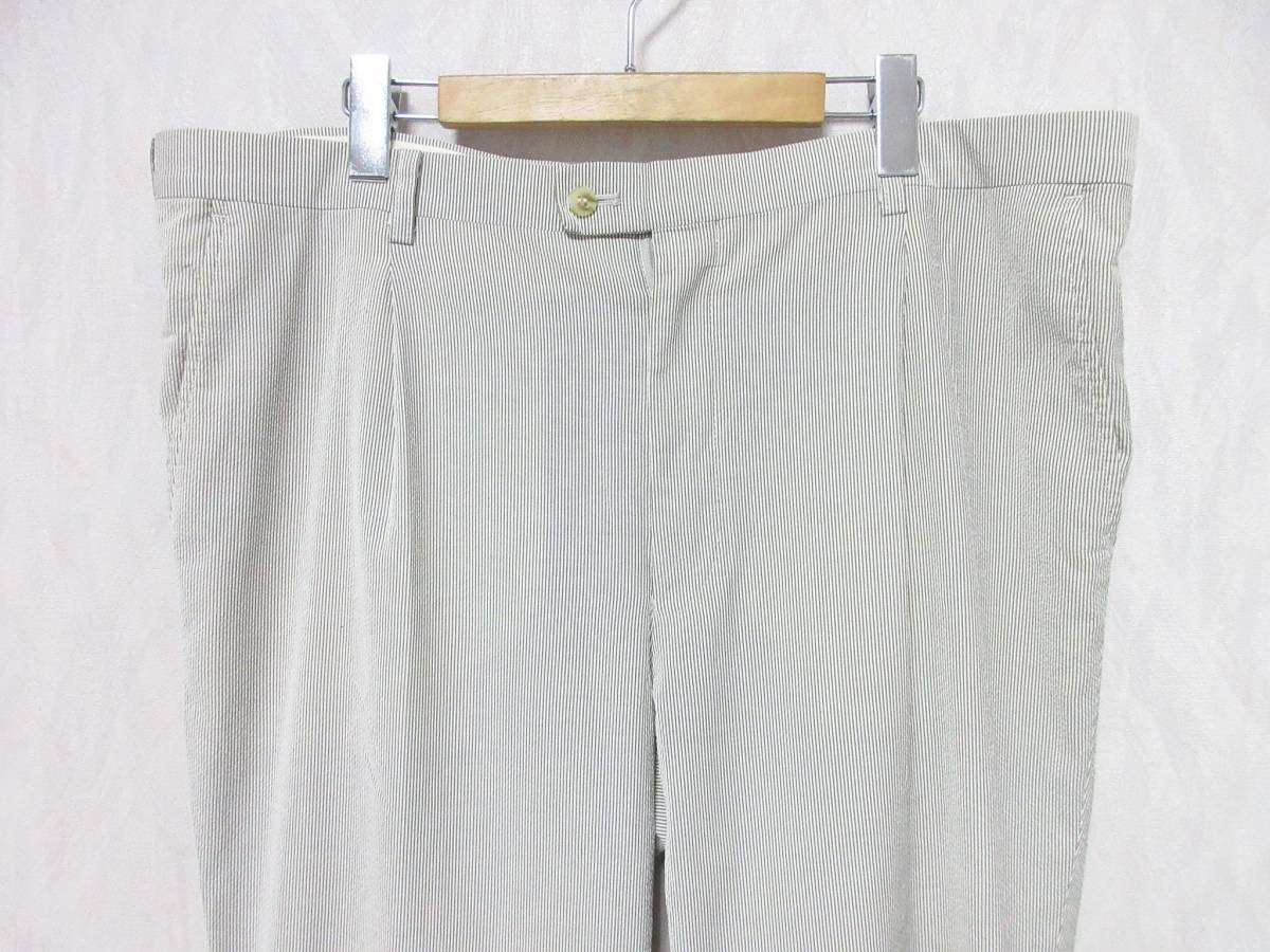 DAKS GOLF ダックス ゴルフ スラックス ロングパンツ 薄手 ストライプ 夏 メンズ W 100 大きいサイズ 白 グレーirmri yg4800