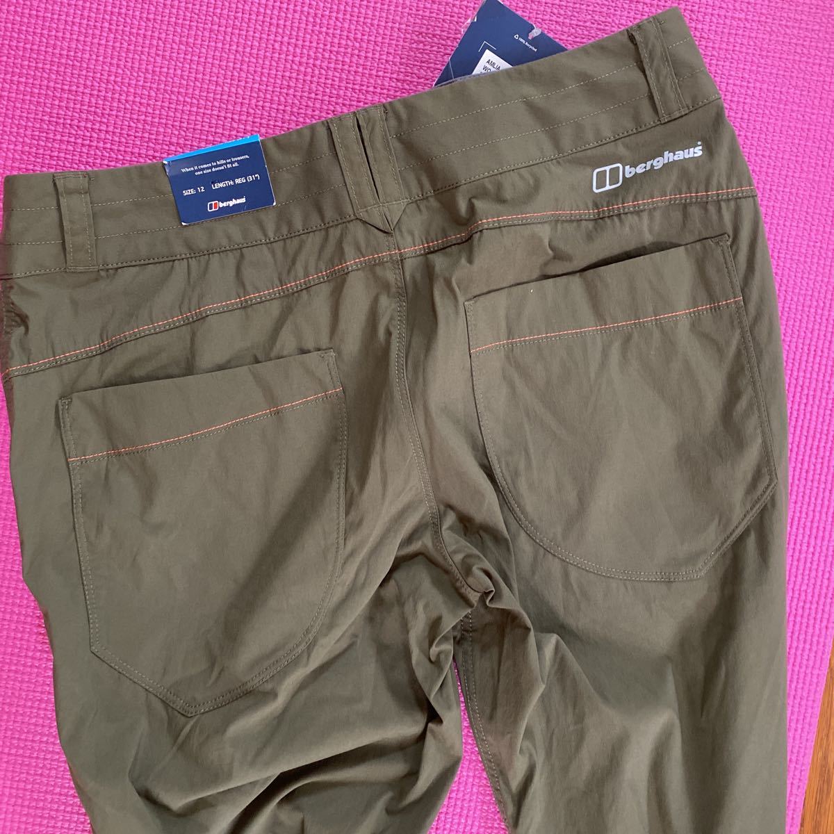 ◆berghaus バーグハウス レディース専用 AMLIA PANTS Lサイズ オリーブ W72 L79 ストレッチシューカットスタイル 未使用タグつき◆_画像6